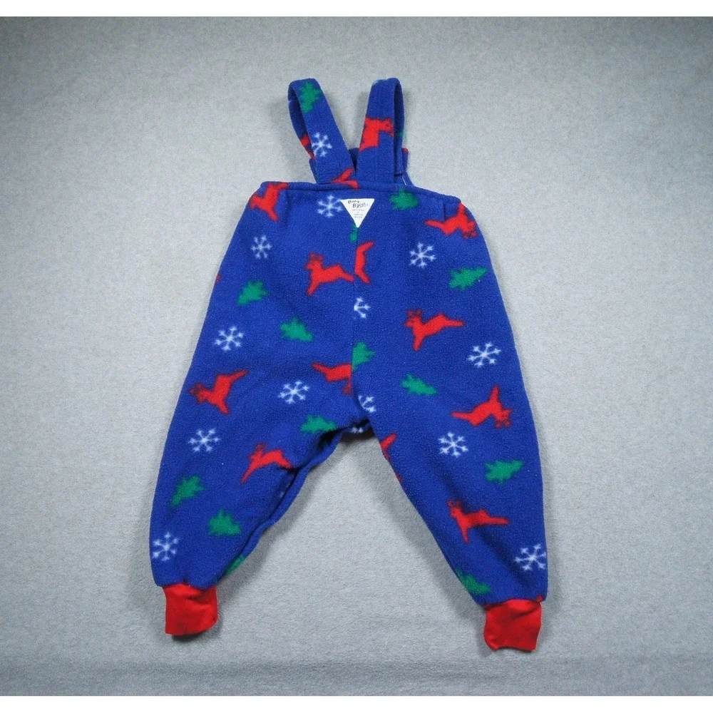 Vintage Baby Bgosh Overalls Kids 24M Blue Fleece Christmas Snowflake OshKosh